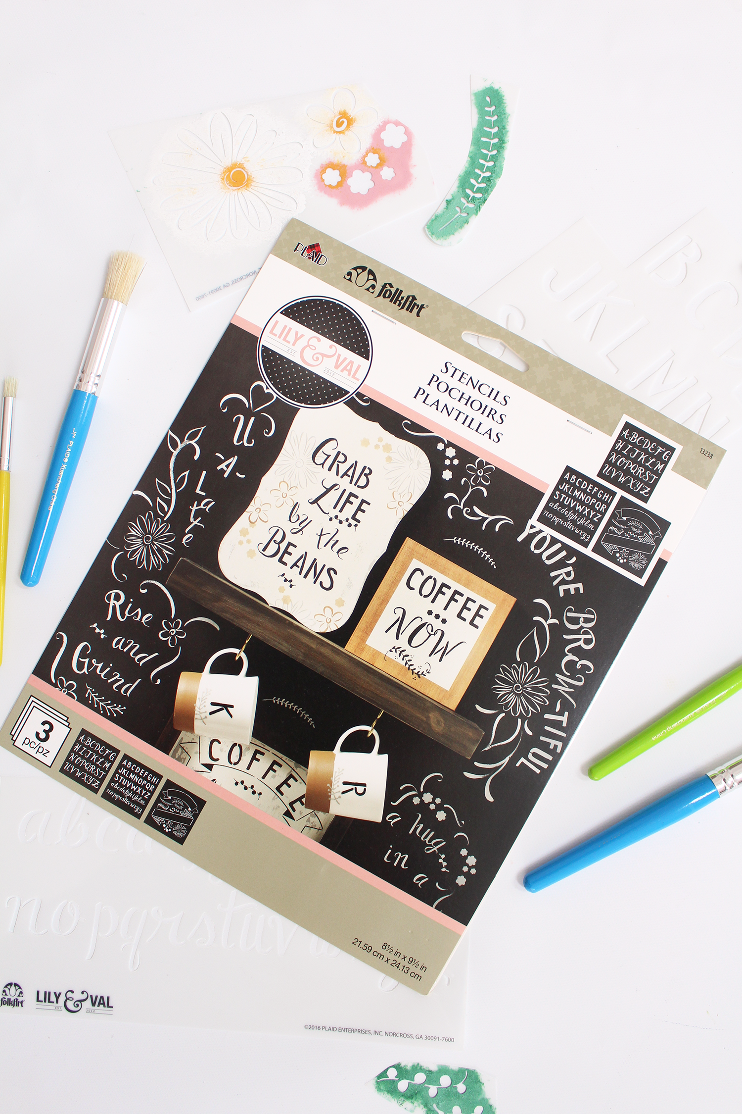 Introducing Lily & Val Chalkboard Lettering Stencils! Create gorgeous pieces of chalkboard art featuring Valerie McKeehan's signature hand lettering and embellishments. Available from Plaid Crafts at Michaels!