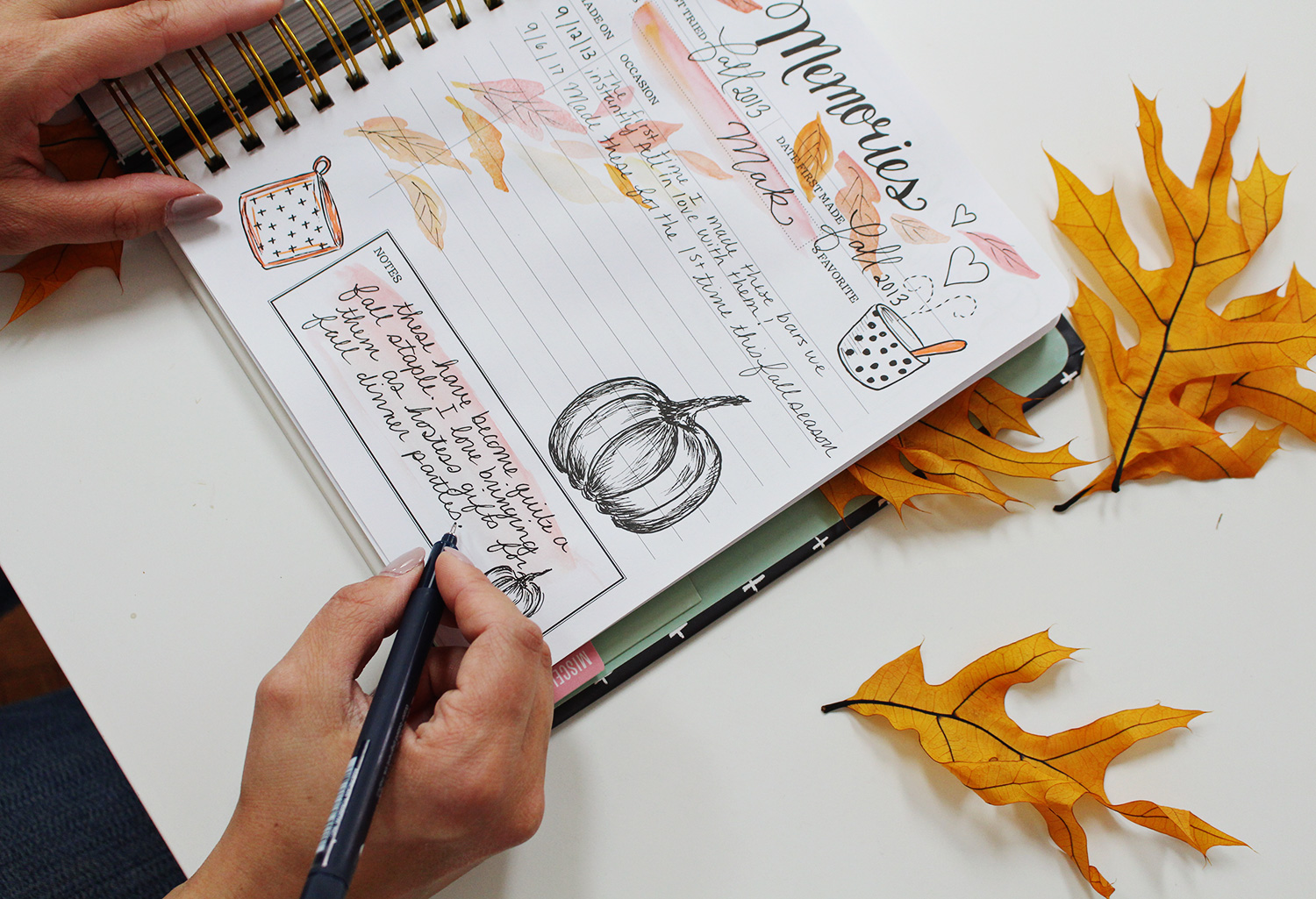 Pumpkin Cheesecake Bar Recipe in my Keepsake Kitchen Diary using Planner Supplies like New Tombow Markers & Pens