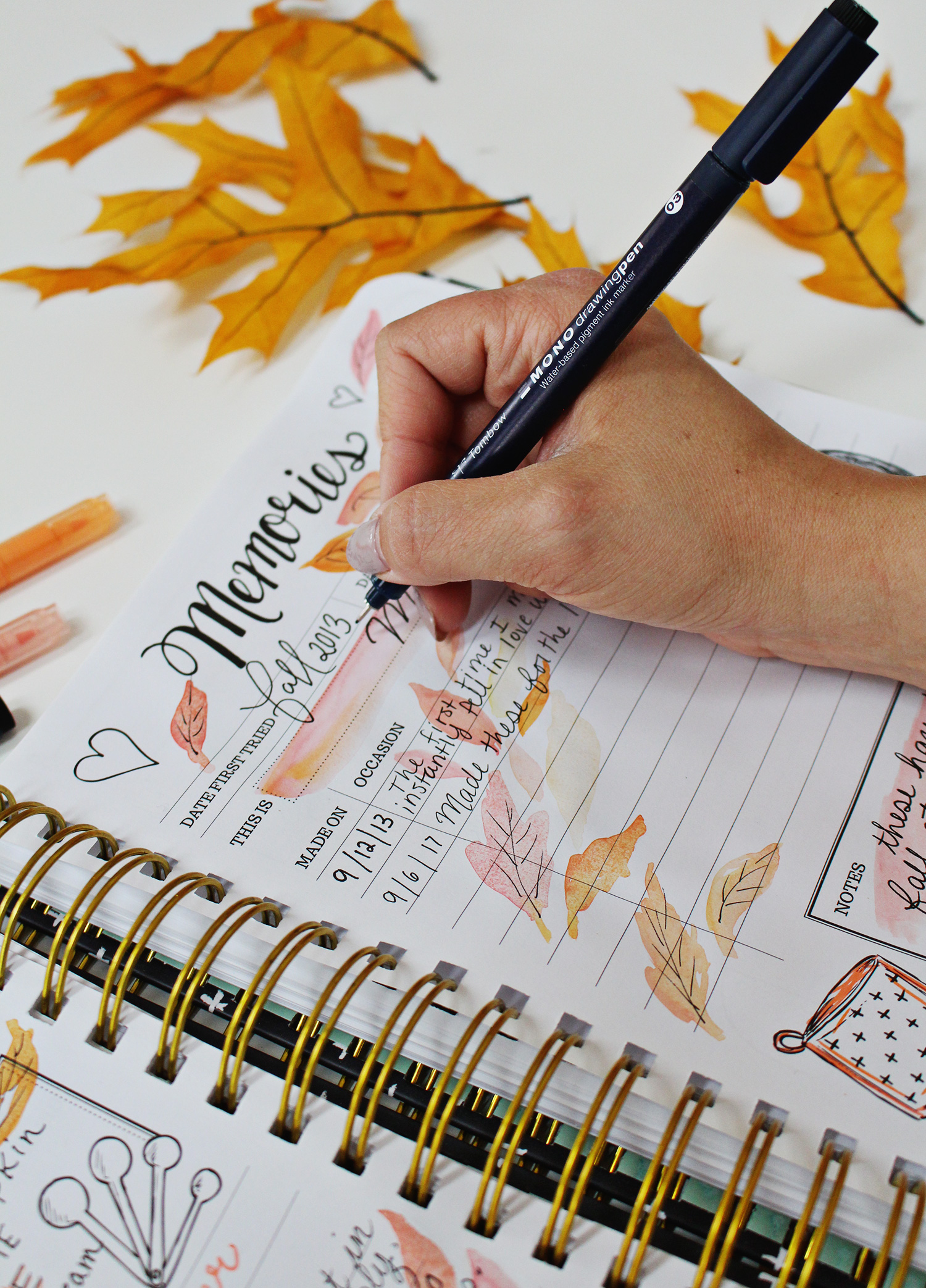 Pumpkin Cheesecake Bar Recipe in my Keepsake Kitchen Diary using Planner Supplies like New Tombow Markers & Pens