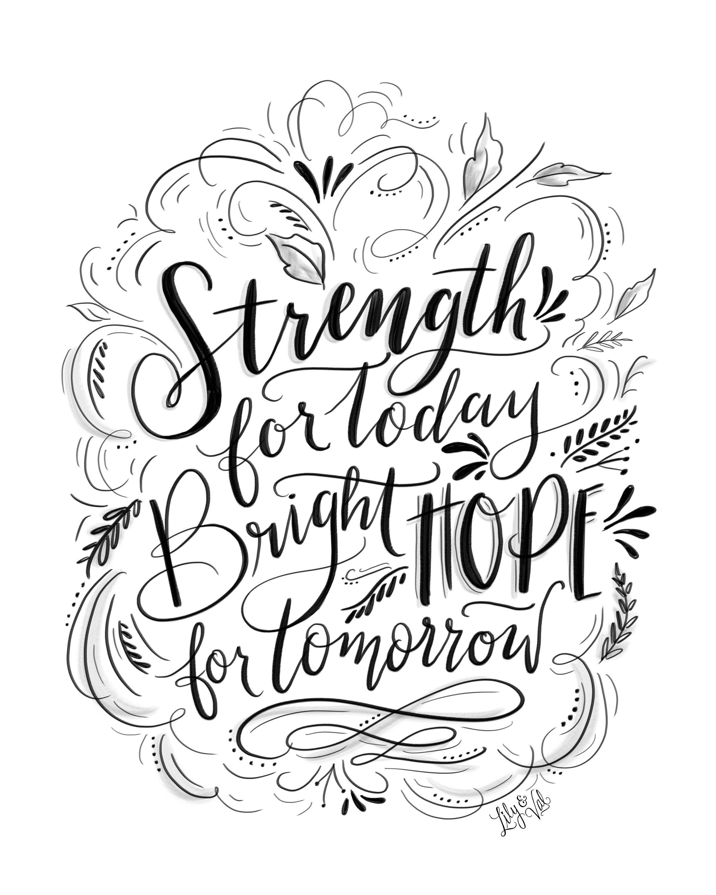 Hand lettered Strength & Hope Download for Hurricane Relief. - 100% of the proceeds will be donated.