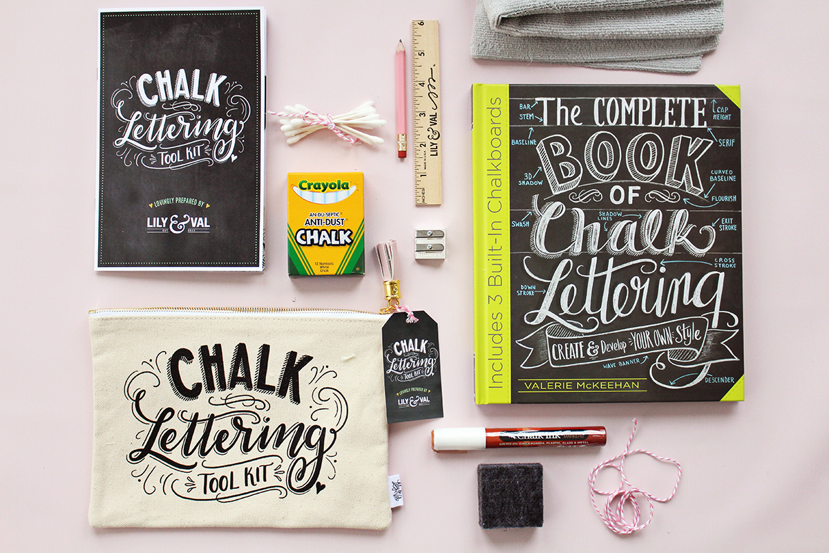 The Chalk Lettering Bundle includes the award-winning Chalk Lettering Toolkit and a signed copy of The Complete Book of Chalk Lettering for everything you need to get started with a chalk art hobby!