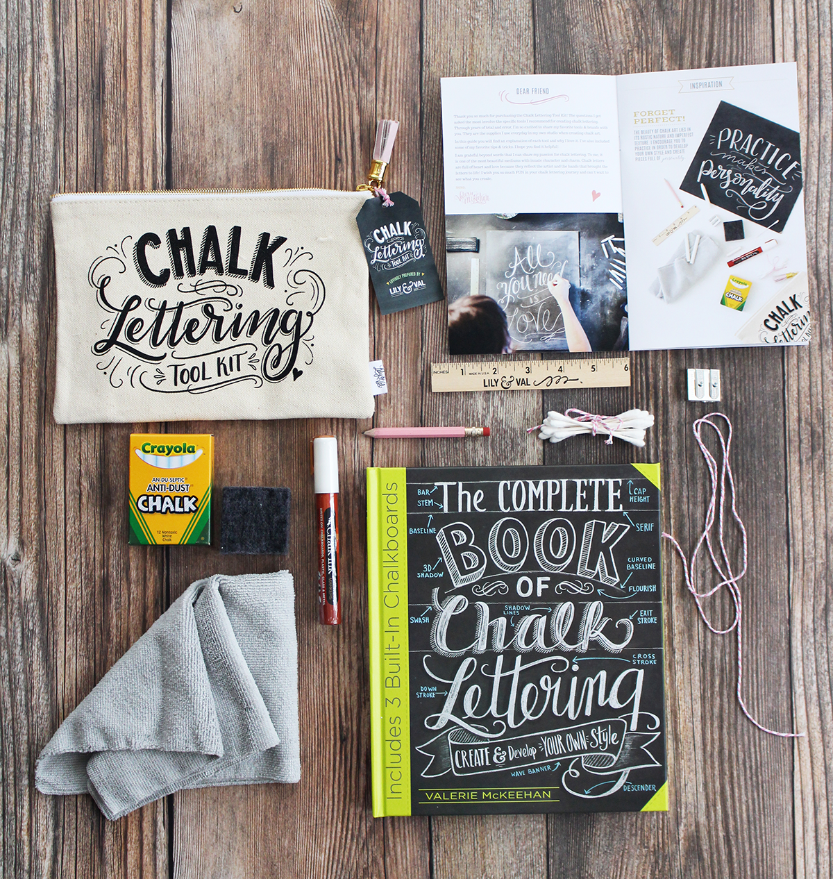 The Chalk Lettering Bundle includes the award-winning Chalk Lettering Toolkit and a signed copy of The Complete Book of Chalk Lettering for everything you need to get started with a chalk art hobby!