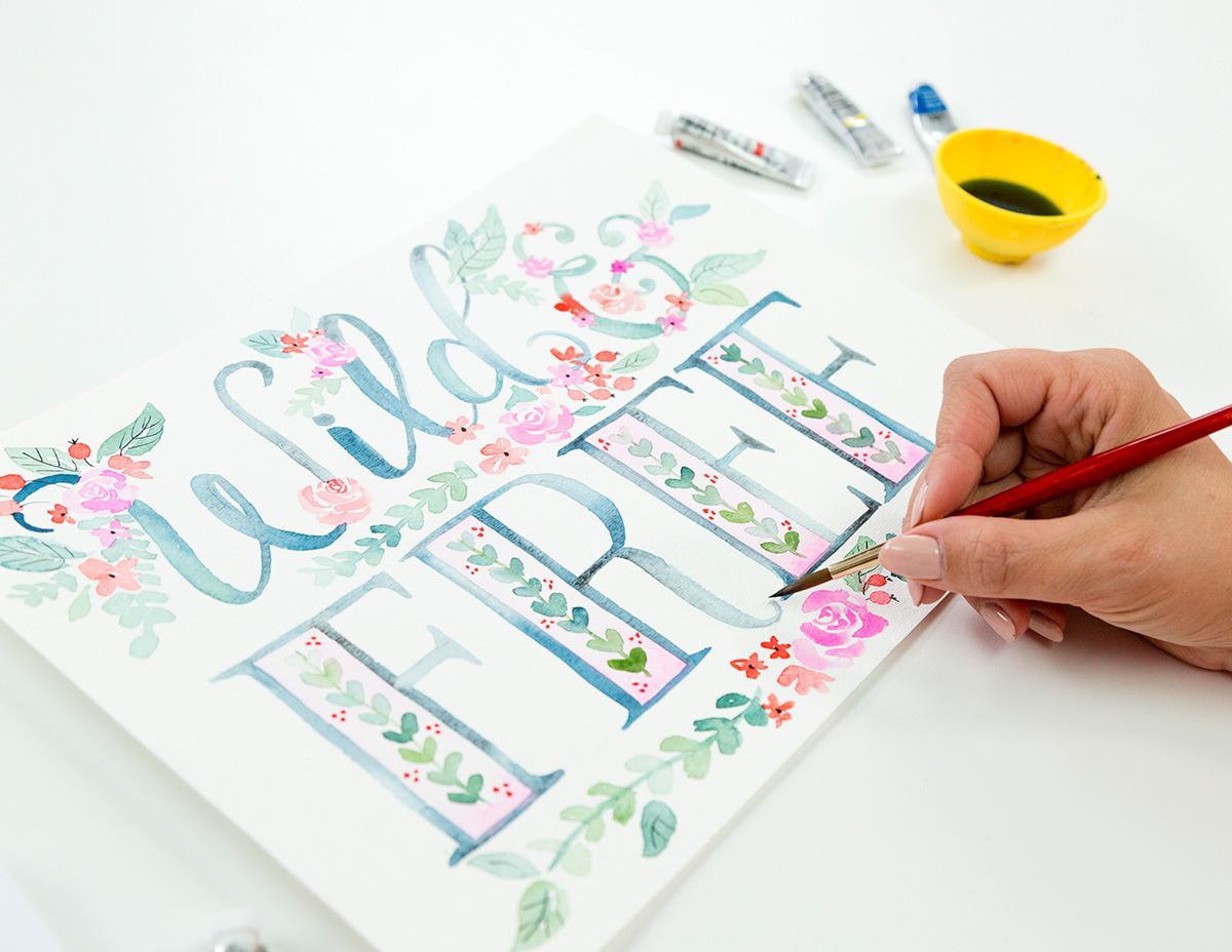 Join Valerie McKeehan for her Illustrated Watercolor Lettering class offered through Brit + Co