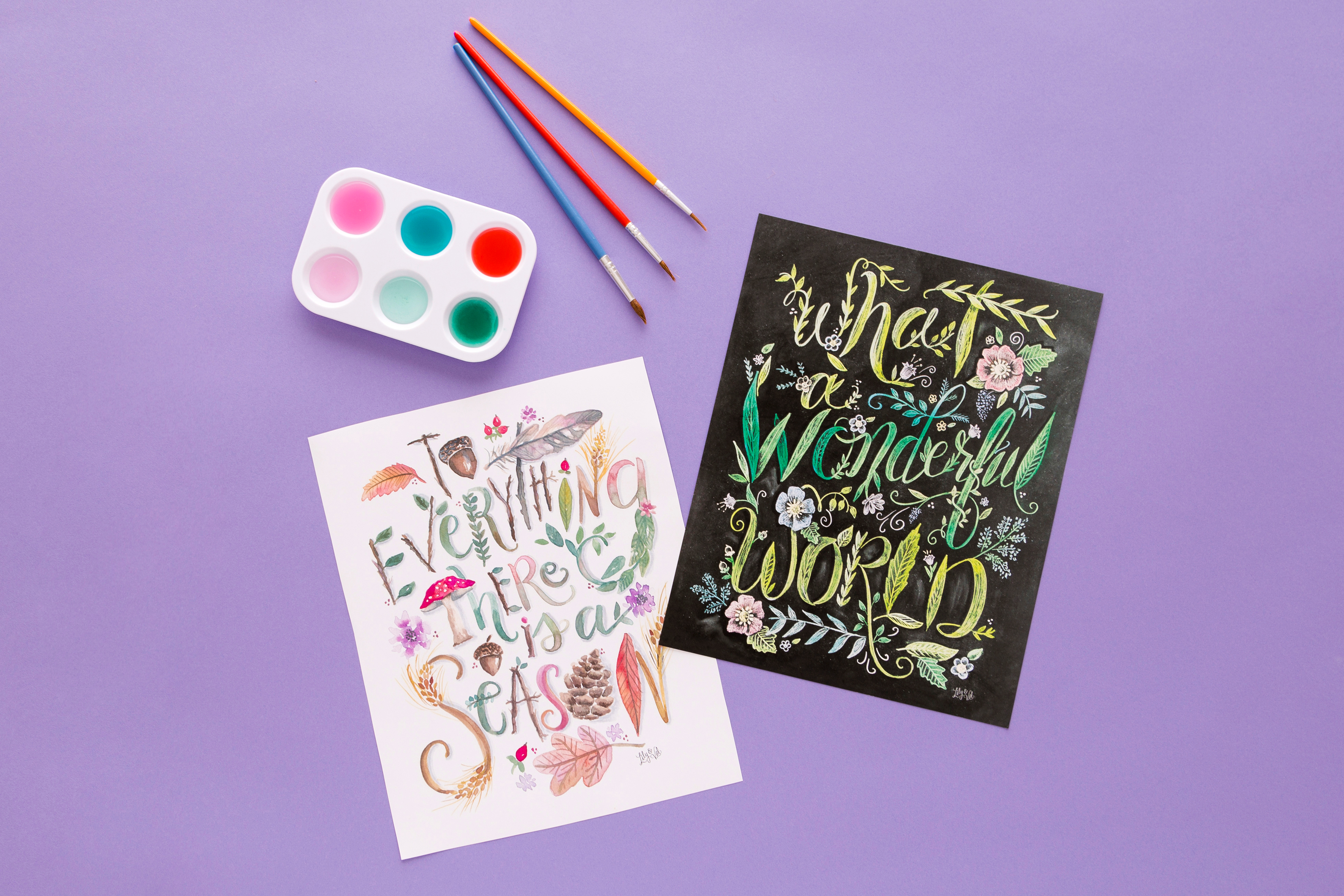 Illustrated lettering prints by Lily & Val