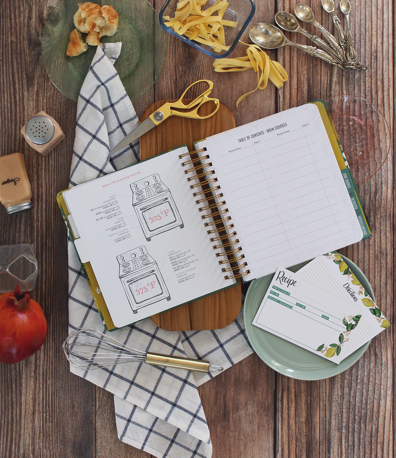New Whimsical Lemon Keepsake Kitchen Diary and coordinating lemon recipe card pack bundle!
