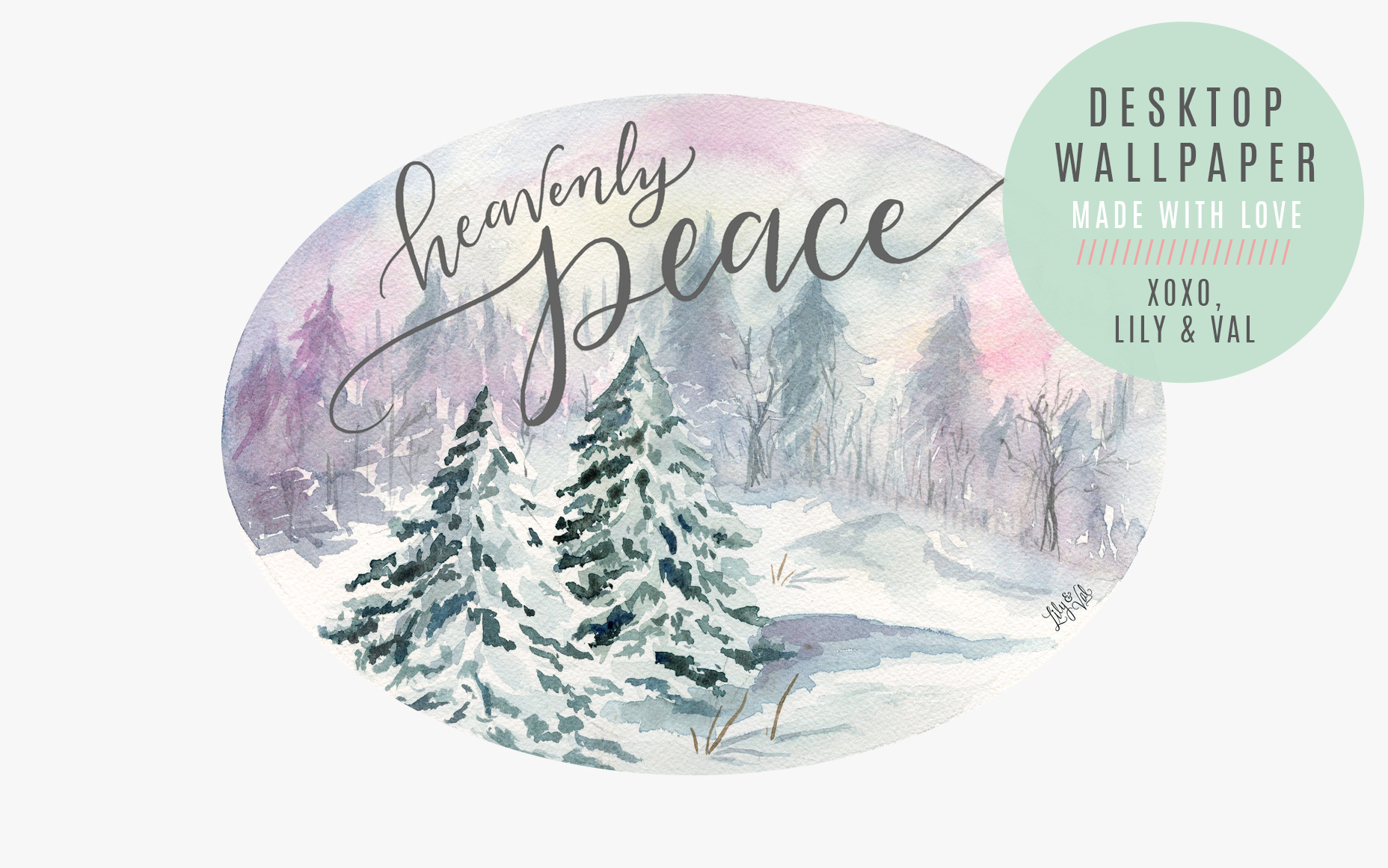 Free desktop winter woodland watercolor scene