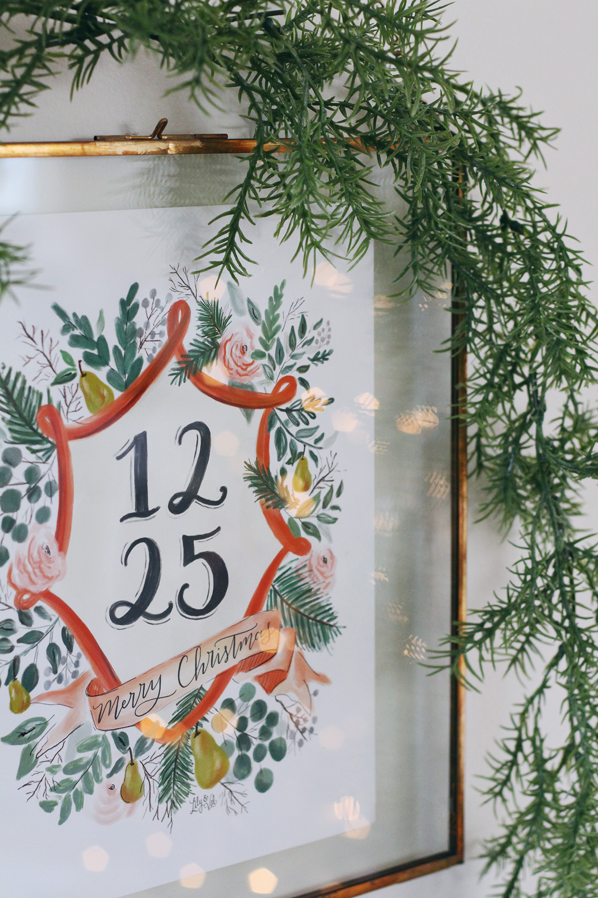 How to use a Hearth & Hand™ brass frame from Target to make this Holiday Wall Hanging