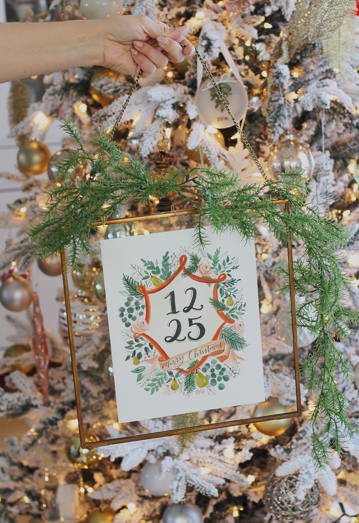 How to use a Hearth & Hand™ brass frame from Target to make this Holiday Wall Hanging