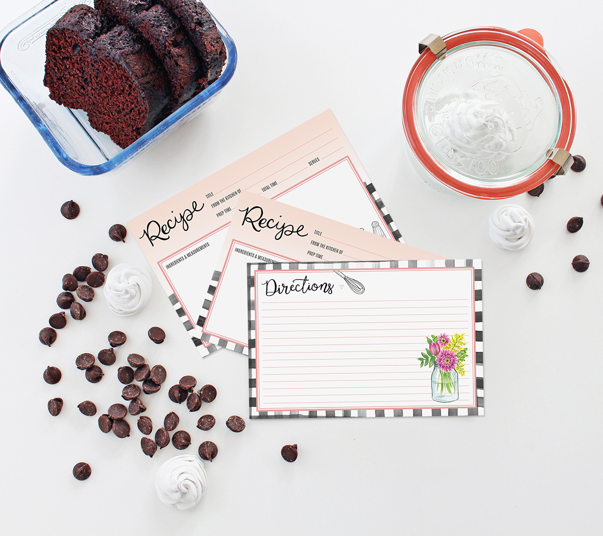 New farmhouse gingham recipe cards by Lily & Val are the perfect addition to your recipe card box