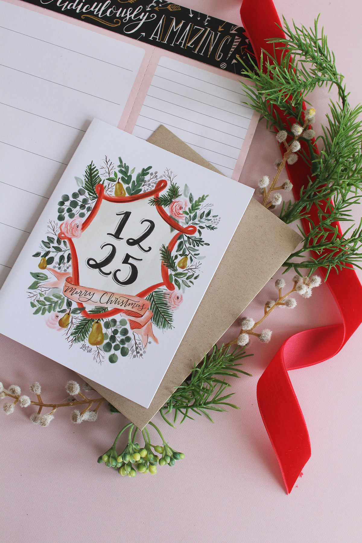 12.25 Christmas note card by Lily & Val