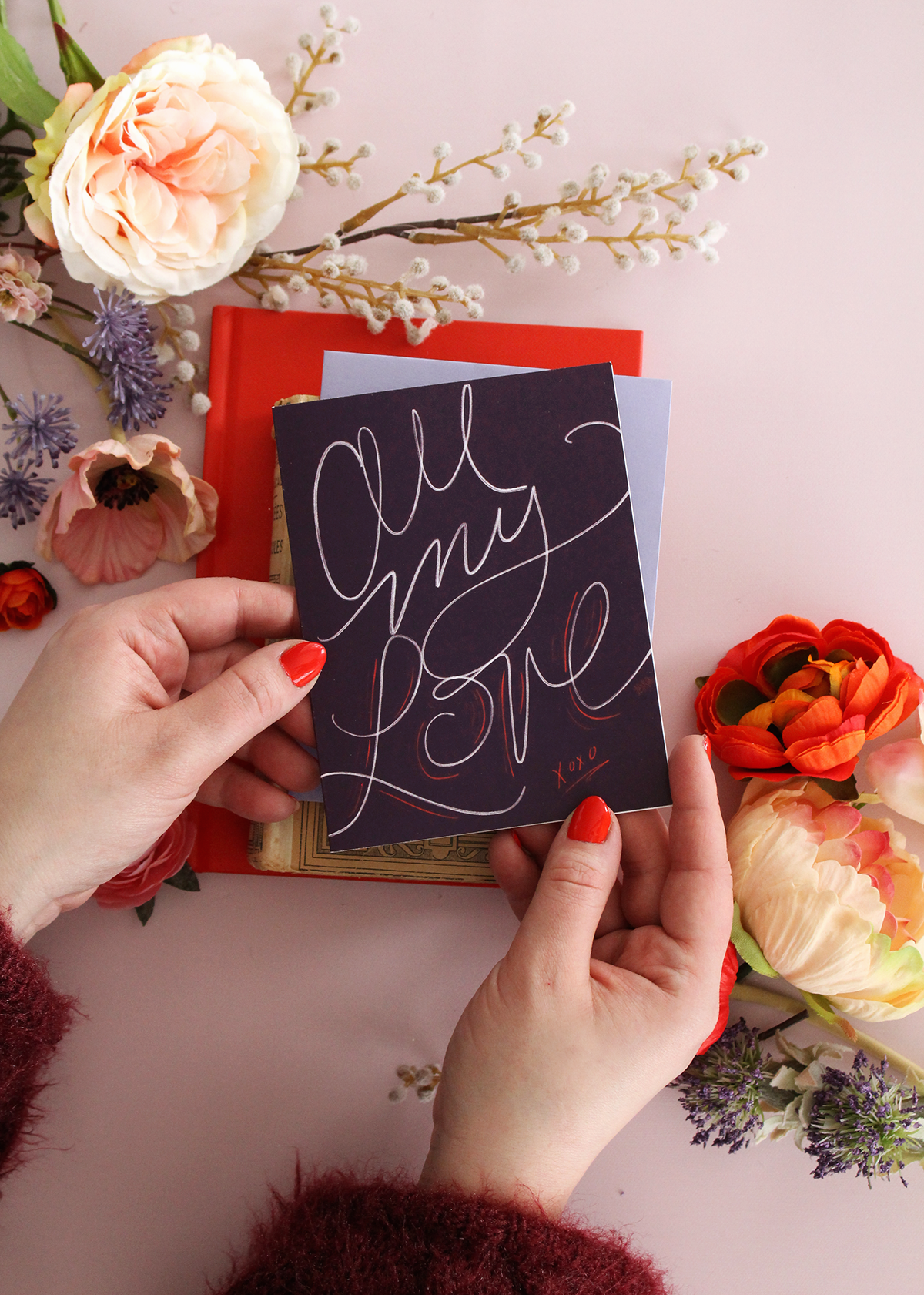 All my love handwritten card for Valentine's Day