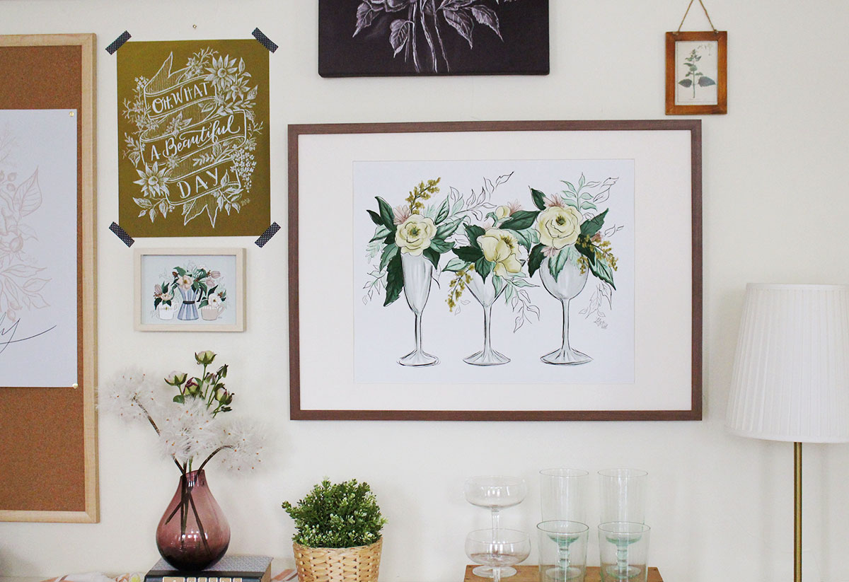 Cocktails and Flowers Wall Art Print by Lily & Val