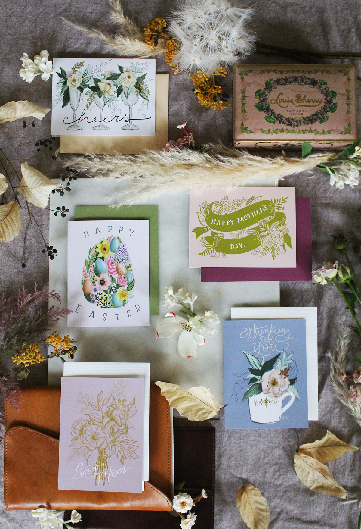 Spring cards as part of the Lily & Val Flora Collection