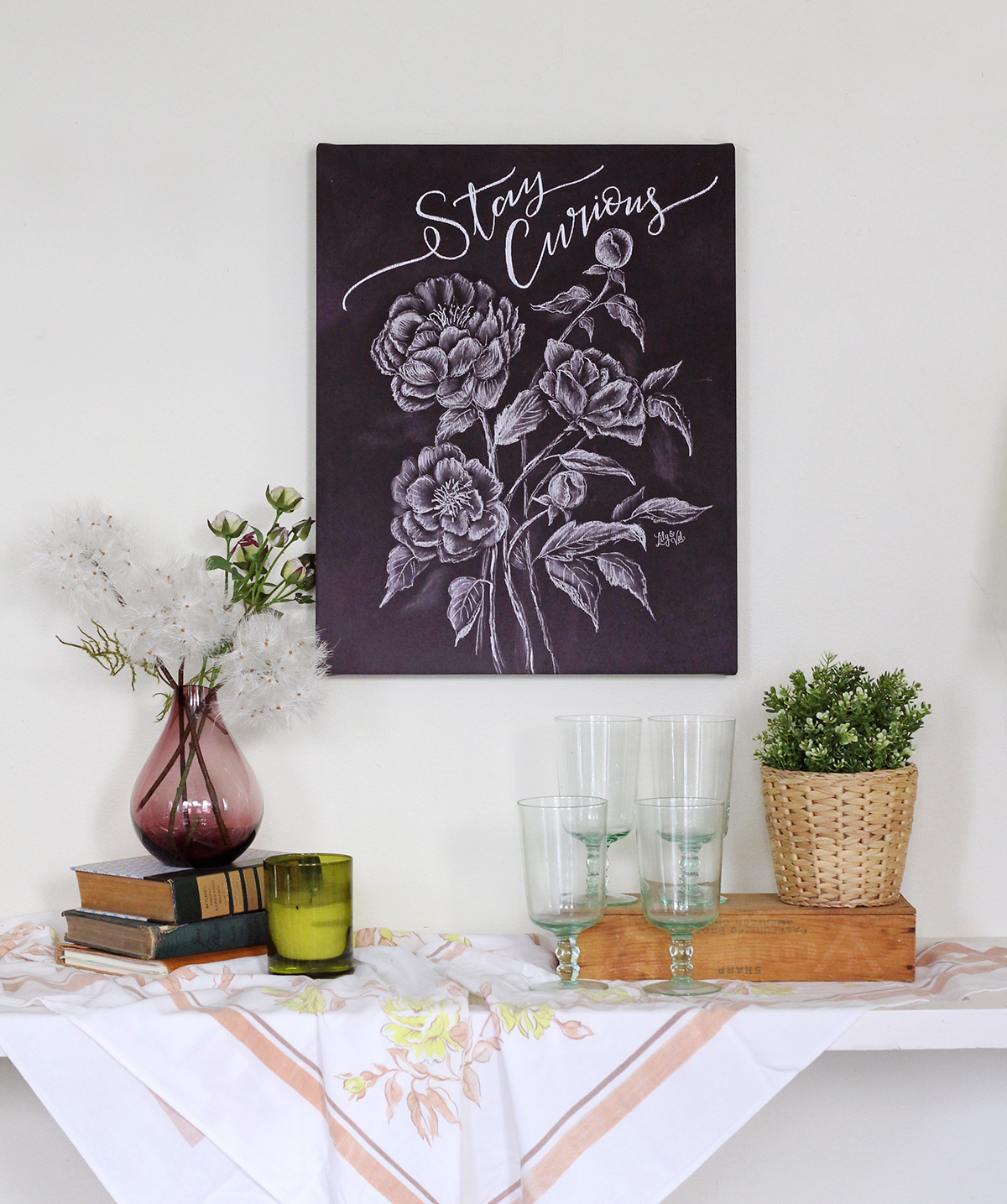 Stay Curious Deep Plum Chalkboard Art by Lily & Val