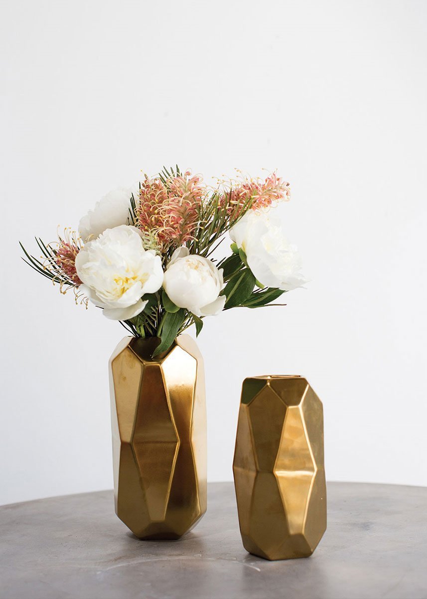 Matte Gold Geometric Vase
