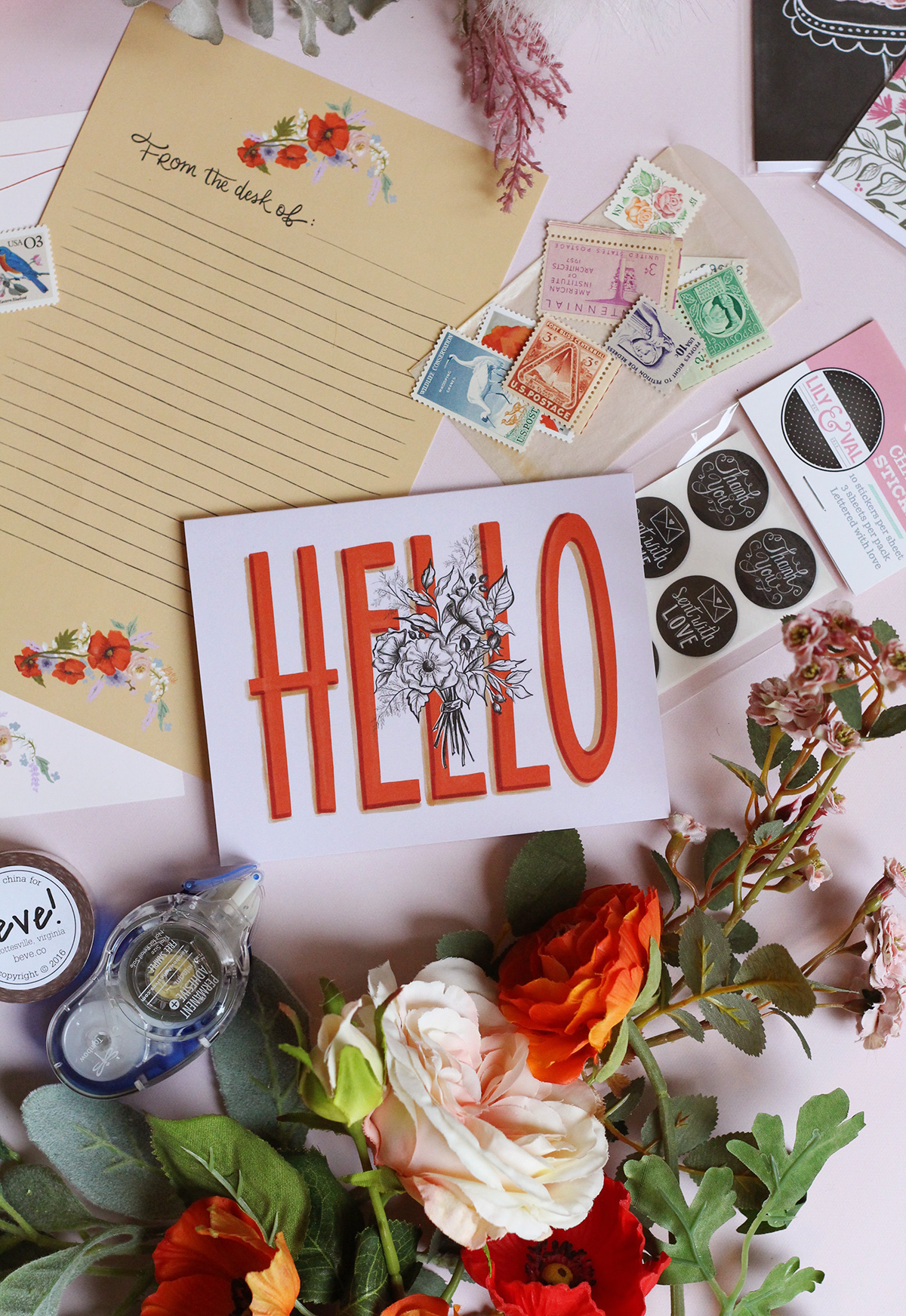 Lily & Val Exclusive Designed HELLO card for National Letter Writing Month