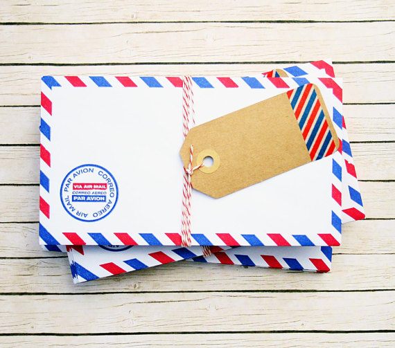 Adorable airmail envelope set for sending sweet notes and letters