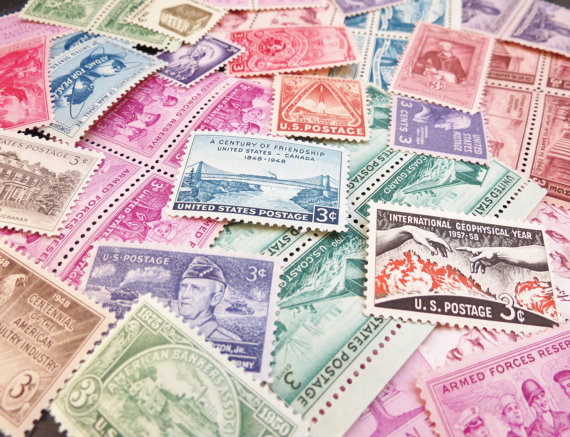 Add a little spice to your mail with this extra vintage postage. The surprise is in the beautiful variety of designs