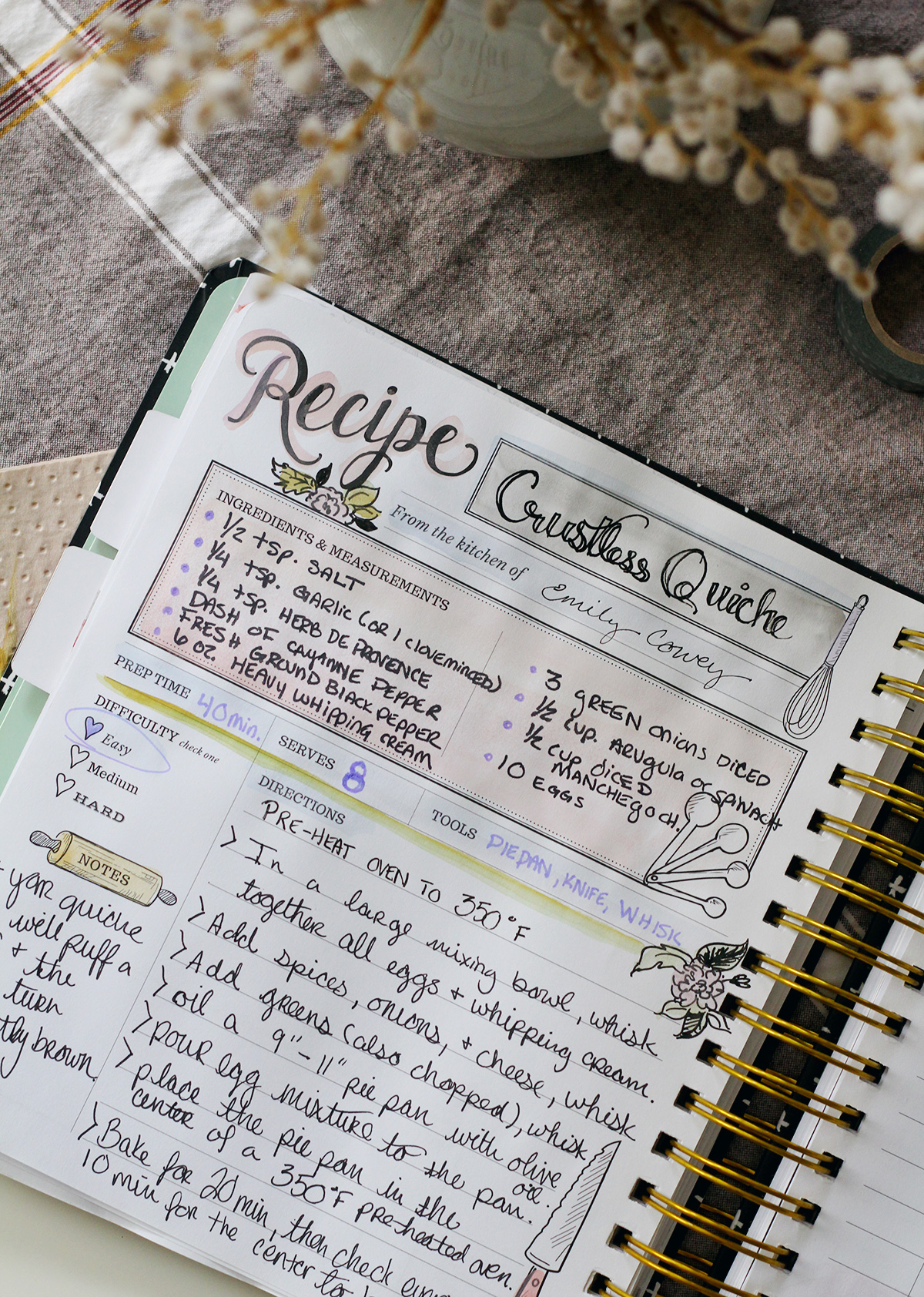 Handwrite your favorite recipes in the Keepsake Kitchen Diary! A cookbook + Memory keeping journal 