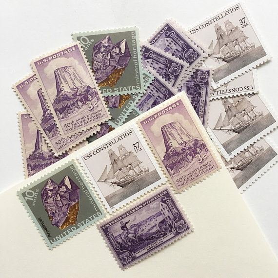 Curated Lavender Vintage Postage Sets