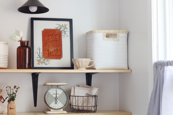New Fall Print Sneak Peek! -How to Decorate Open Shelving- Kitchen edition!