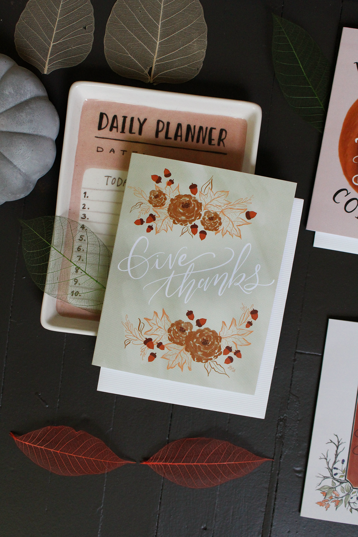 Give thanks hand lettered notecard 