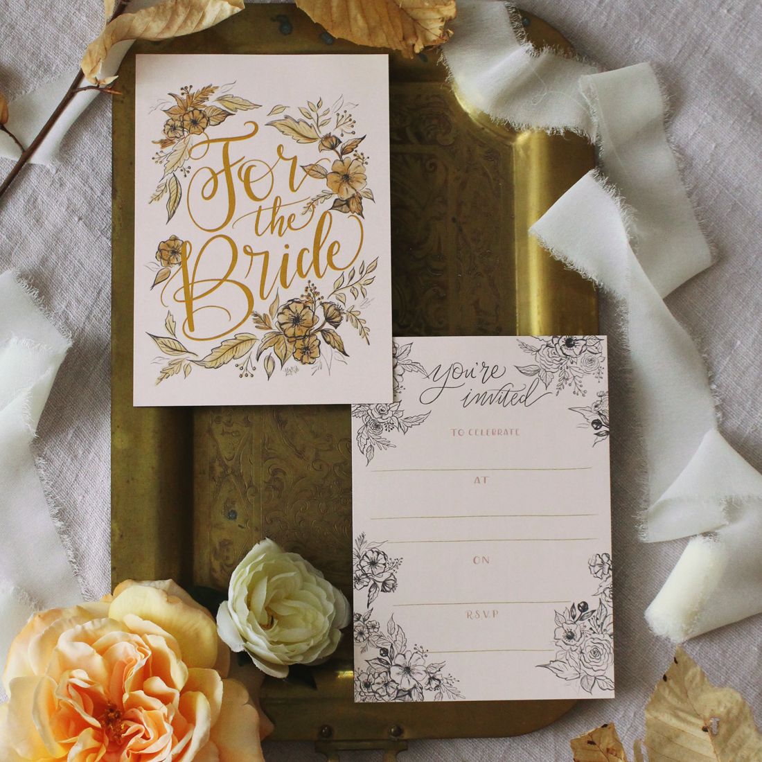 The Lily & Val Wedding Collection - hand-drawn wedding art, printables, guestbook, and cards