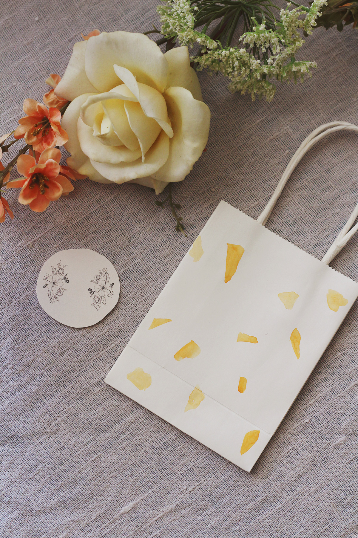 Custom Terrazzo inspired favor bag with printable favor labels