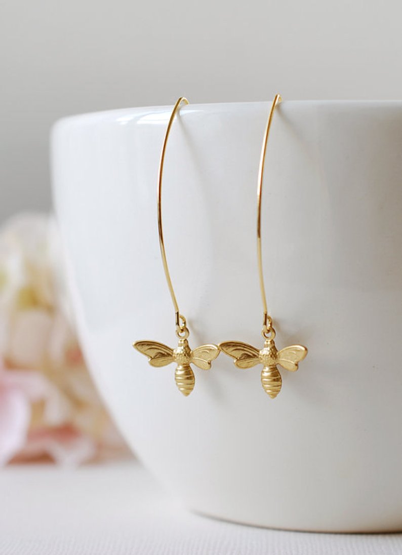 Gold Bee Earrings for a spring wardrobe refresh...because we love bees!