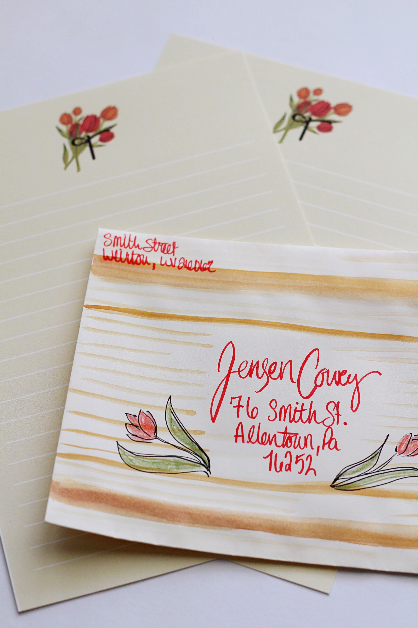 Tulip Monogram DIY Envelope and Stationery