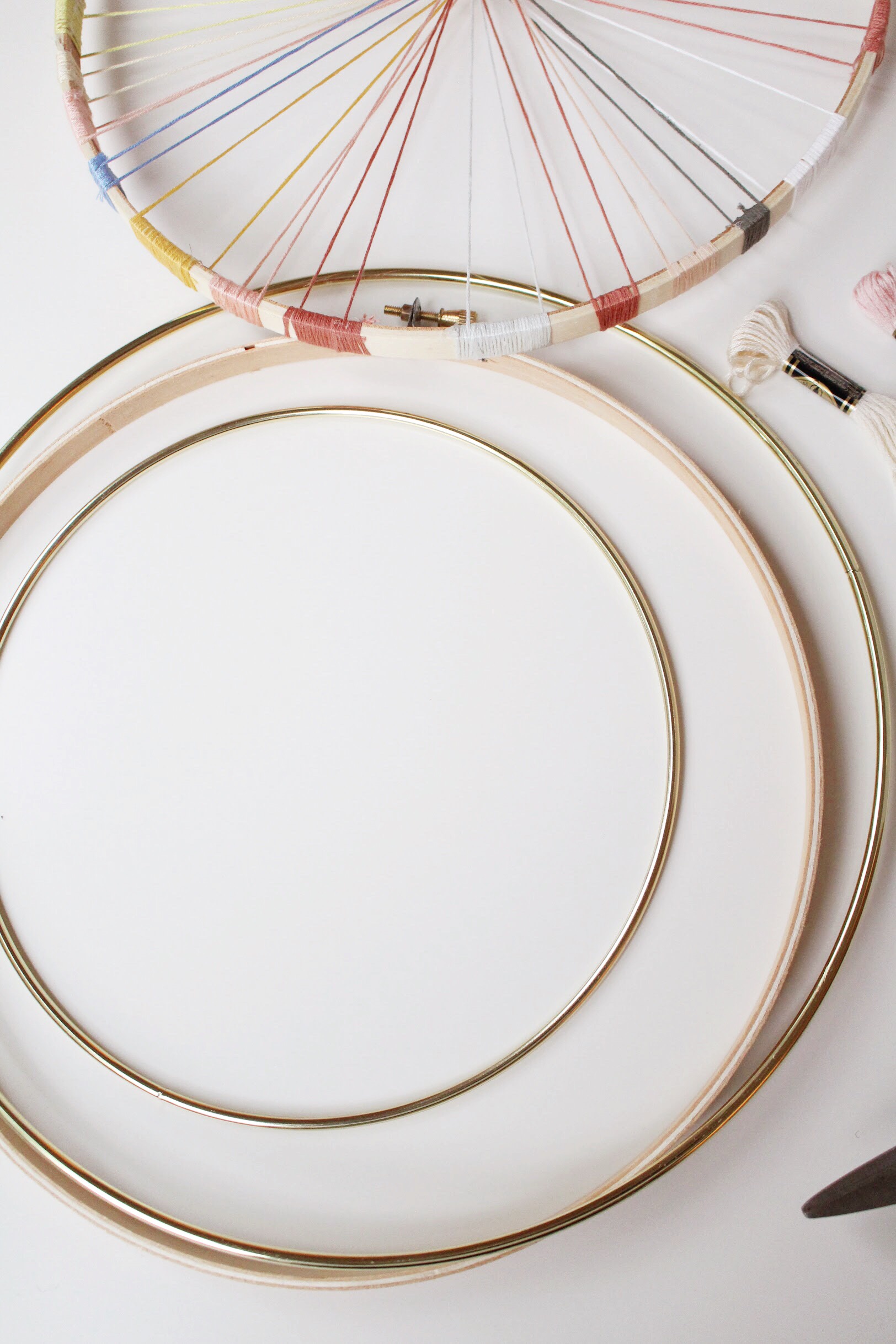 Embroidery Hoops to make a DIY Nursery Mobile