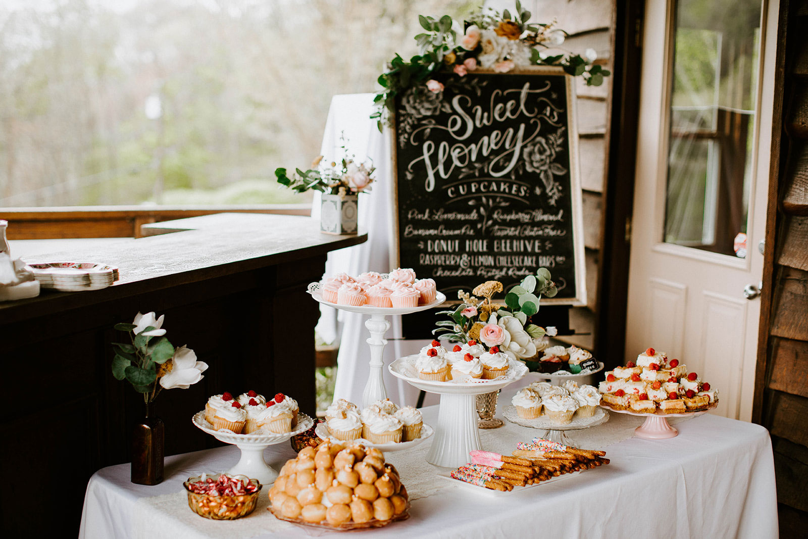 Baby shower dessert table and chalkboard sign by Lily & Val