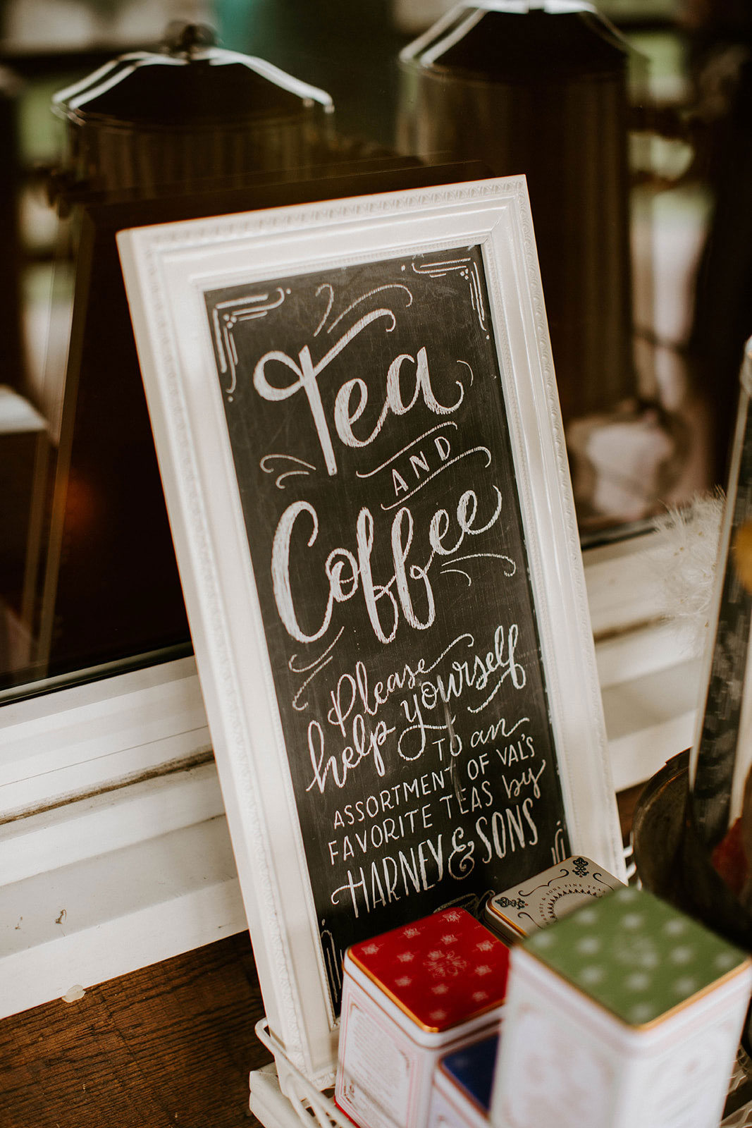 Tea and coffee station - tea party baby shower inspiration - Harney & Sons teas