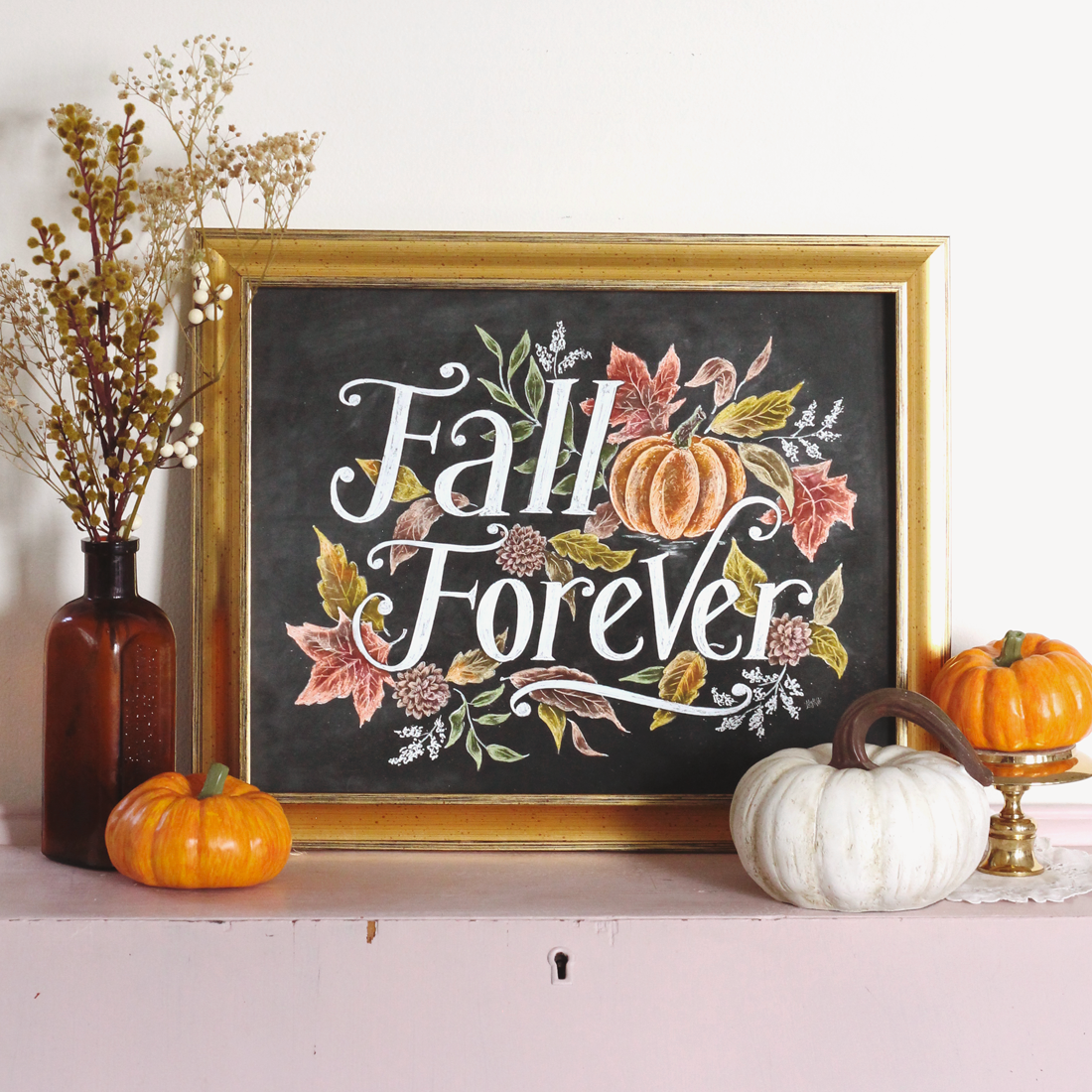 Fall Forever Chalk Art Print - Fall Decorating