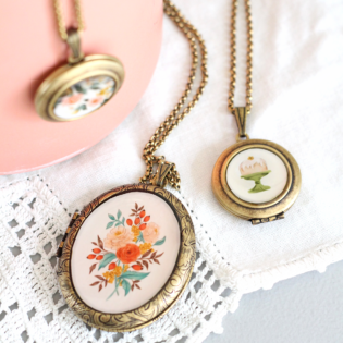Lily & Val and Dearest Mine Hand-Drawn Keepsake Lockets Lily & Val and Dearest Mine Hand-Drawn Keepsake Lockets