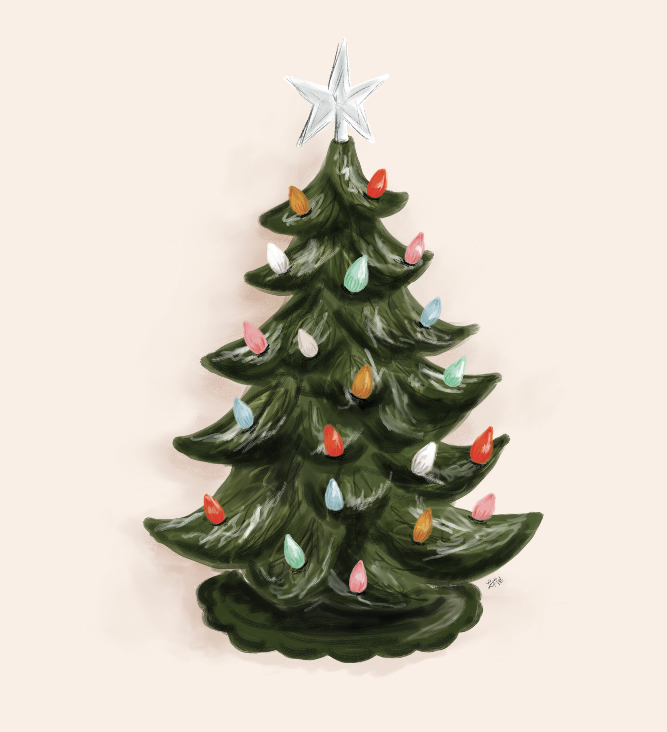 Nostalgic Ceramic Christmas Tree Decorations & Prints