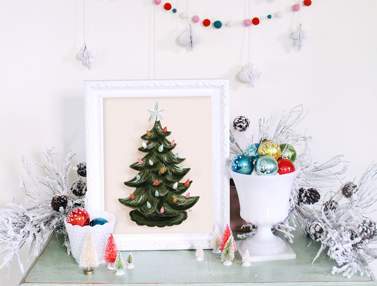 Nostalgic Ceramic Christmas Tree Decorations & Prints