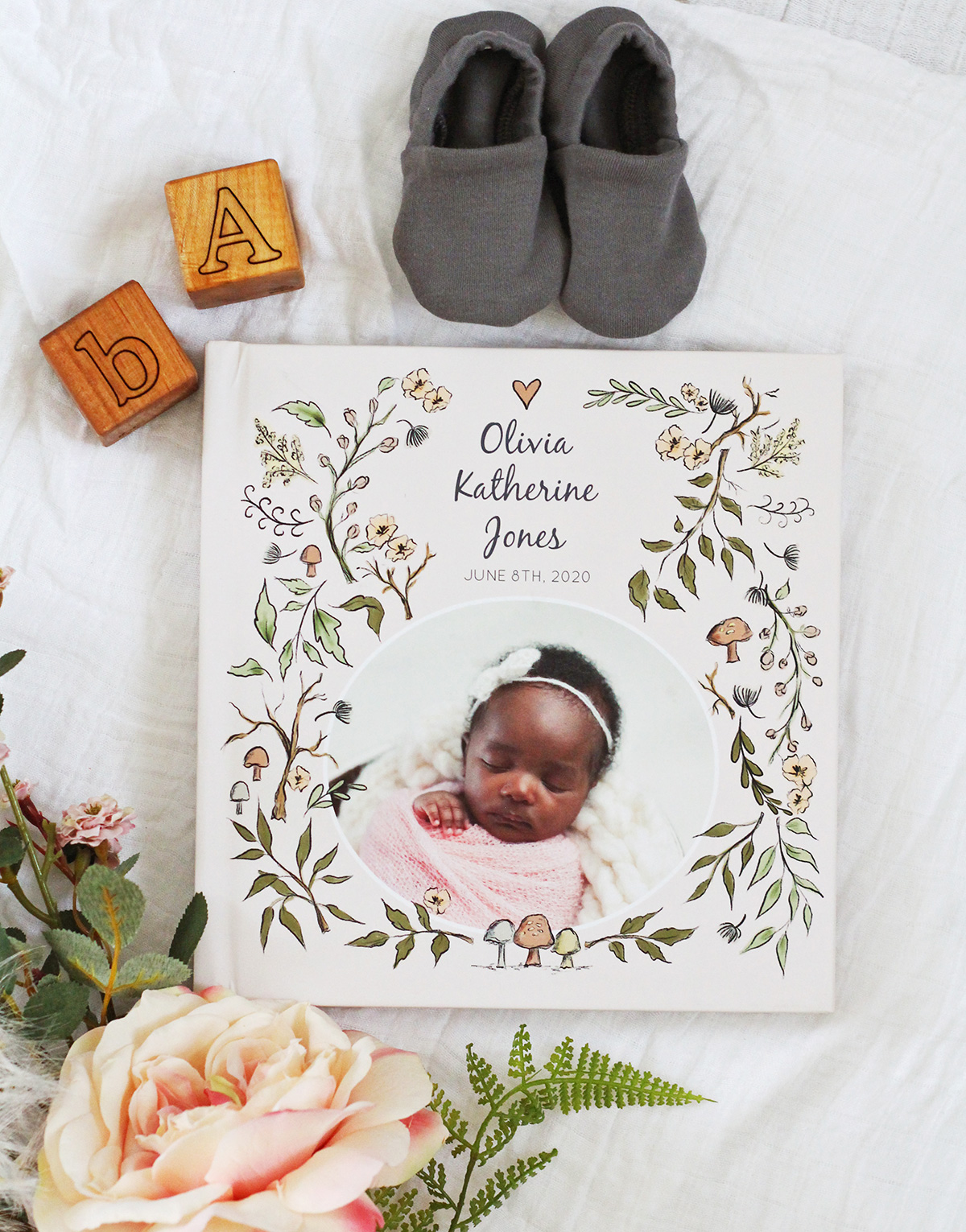 Lily & Val for Mixbook Custom Photo Baby Book - Woodland Baby Girl Photo Book