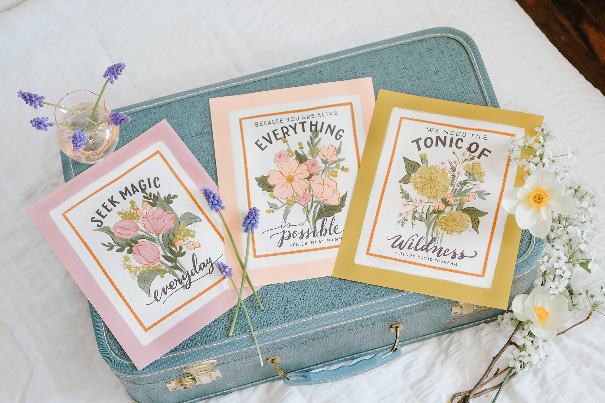 Hand lettered and illustrated prints for your spring Decorating. Hand-drawn by Valerie McKeehan of Lily & Val