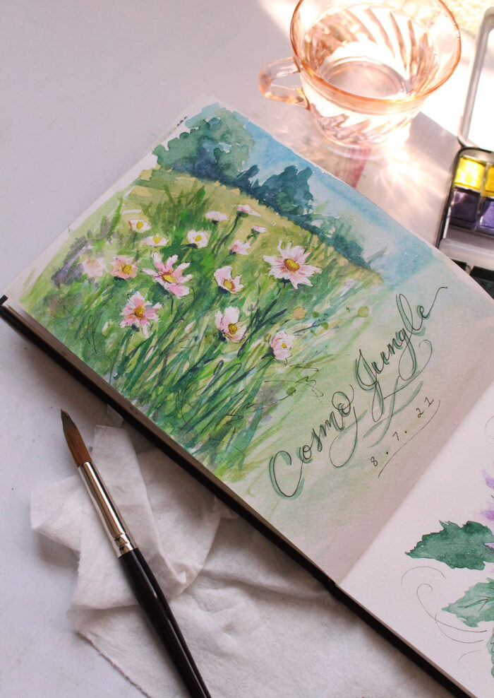 Garden Sketchbook Watercolor Journal by Valerie McKeehan Lily & Val | Cut Flower Garden Illustrations & Hand Lettering