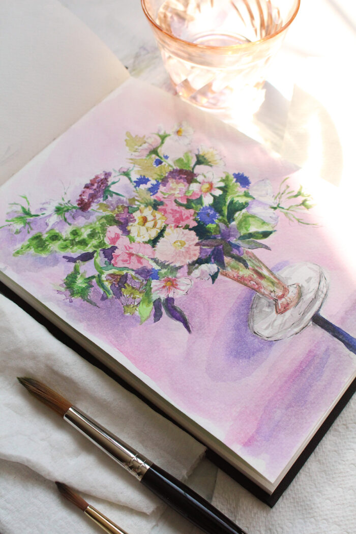 Garden Sketchbook Watercolor Journal by Valerie McKeehan Lily & Val | Cut Flower Garden Illustrations & Hand Lettering