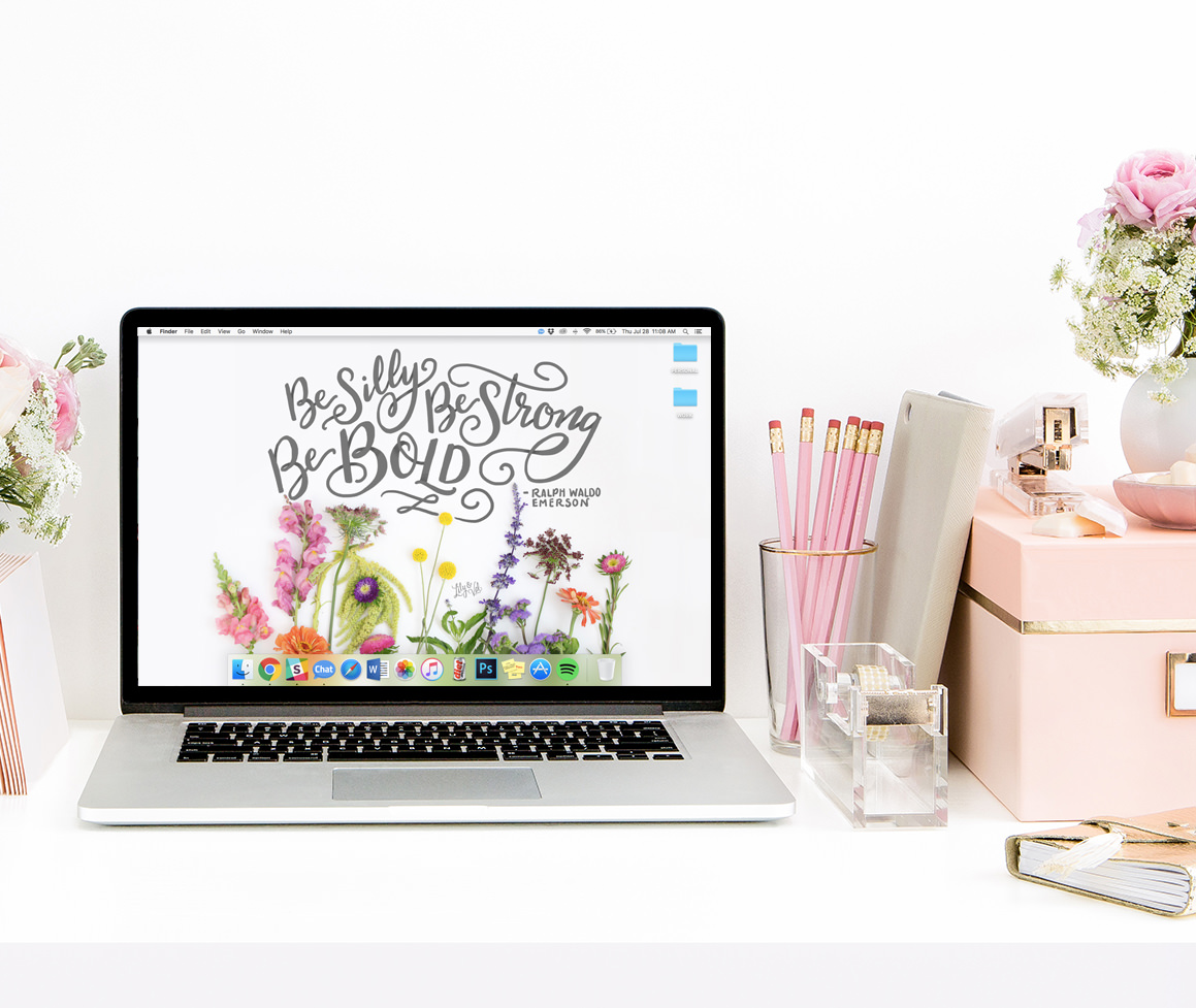 For August's FREE hand-drawn desktop wallpaper, we included fresh blooms paired with hand-lettering.