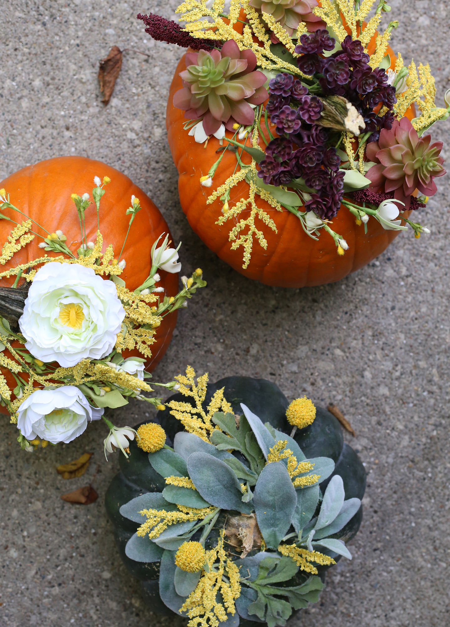 Outdoor Fall Decorations, Floral Pumpkin DIY via Lily & Val Living!