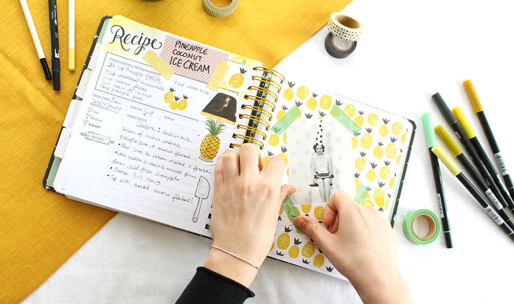 How to craft a fun, unique recipe page in the Keepsake Kitchen Diary (a recipe-memory scrapbooking journal)