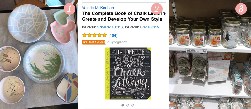 Lily & Val team spend the day painting pottery at Color Me Mine, The Complete Book of Chalk Lettering is a #1 seller on Amazon, mason jars of all shapes and sizes at The Container Store
