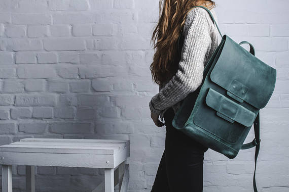 Beautiful emerald green chic backpack