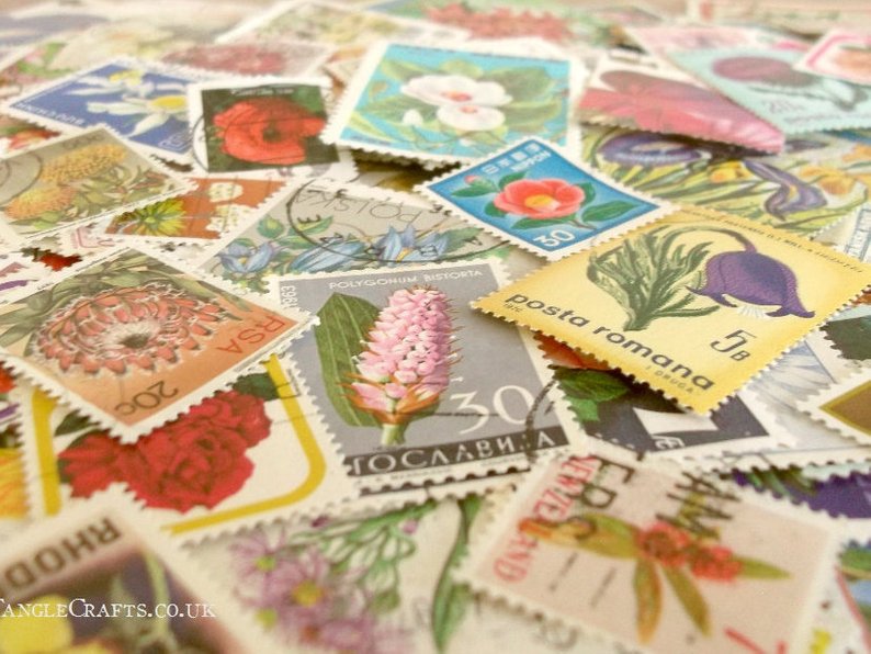 Use these used vintage postage stamps in so many craft and decor projects. 