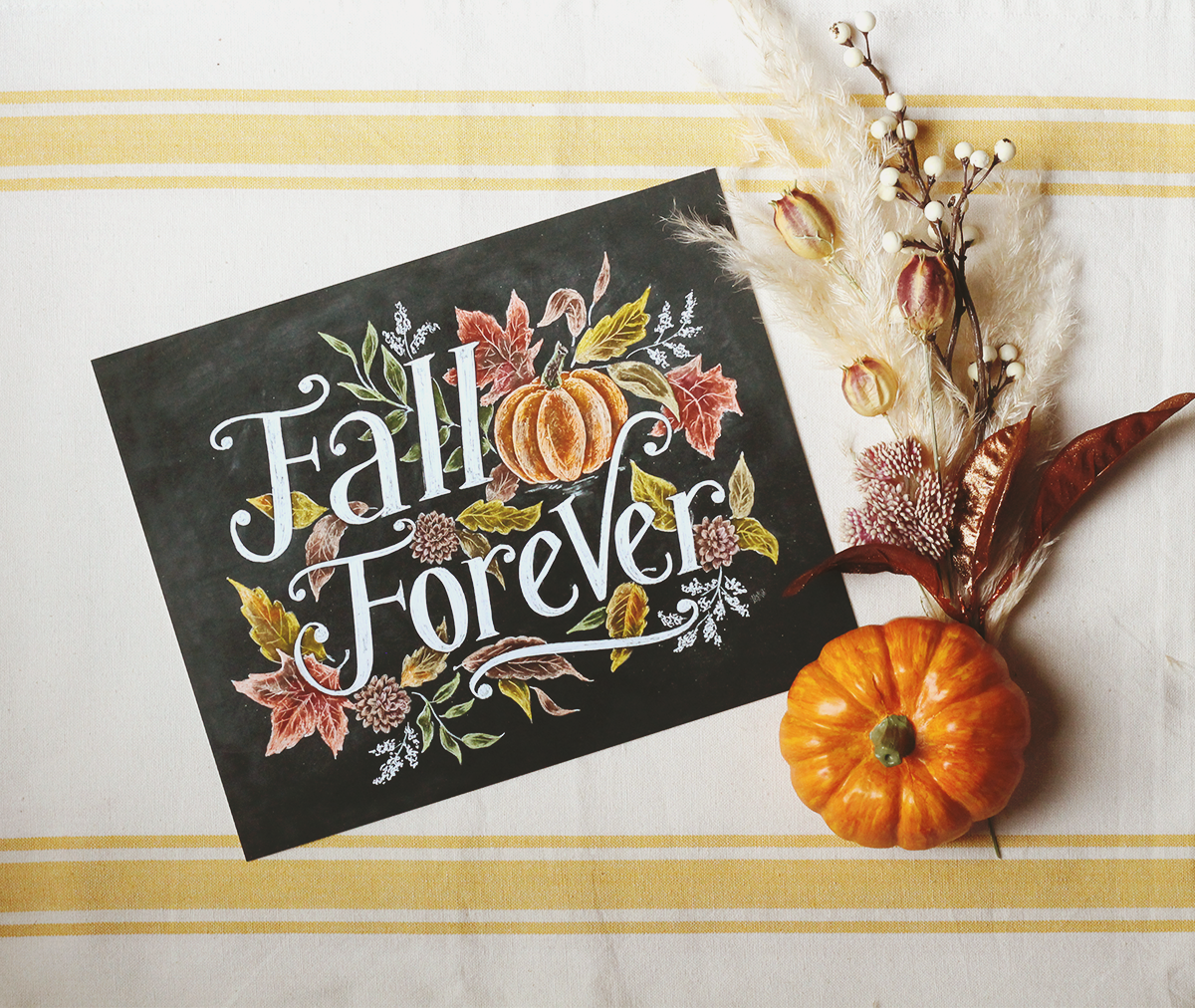 Fall Forever Chalk Art Print - Fall Decorating