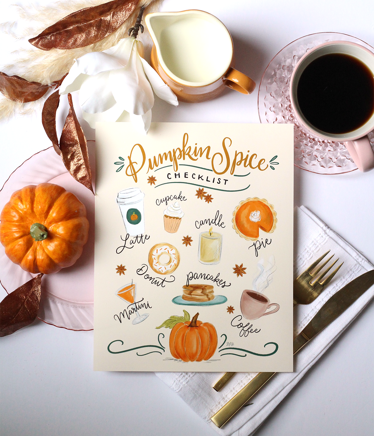 Pumpkin Spice Checklist Art for the Pumpkin Spice Lover
