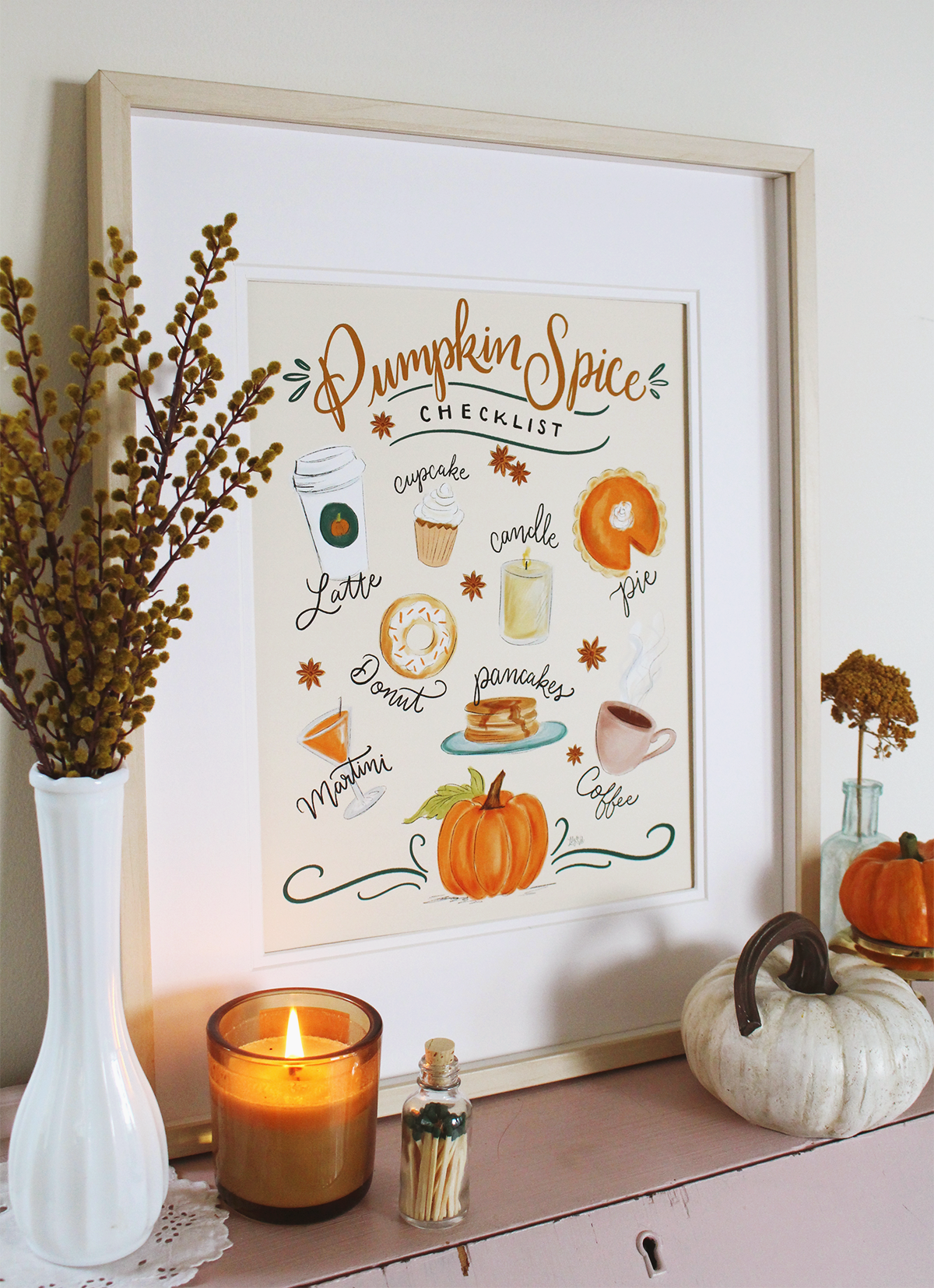 Pumpkin Spice Checklist Art Print to Decorate Your Home for Fall